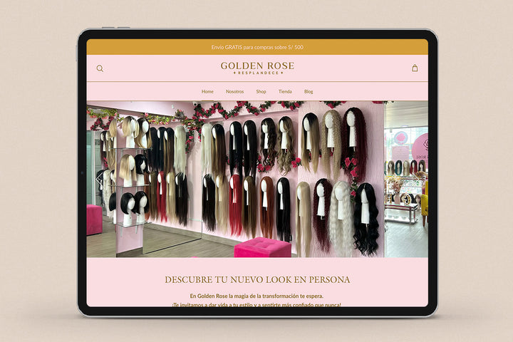 Imagen de un ipad con la web de Golden Rose en su pantalla.